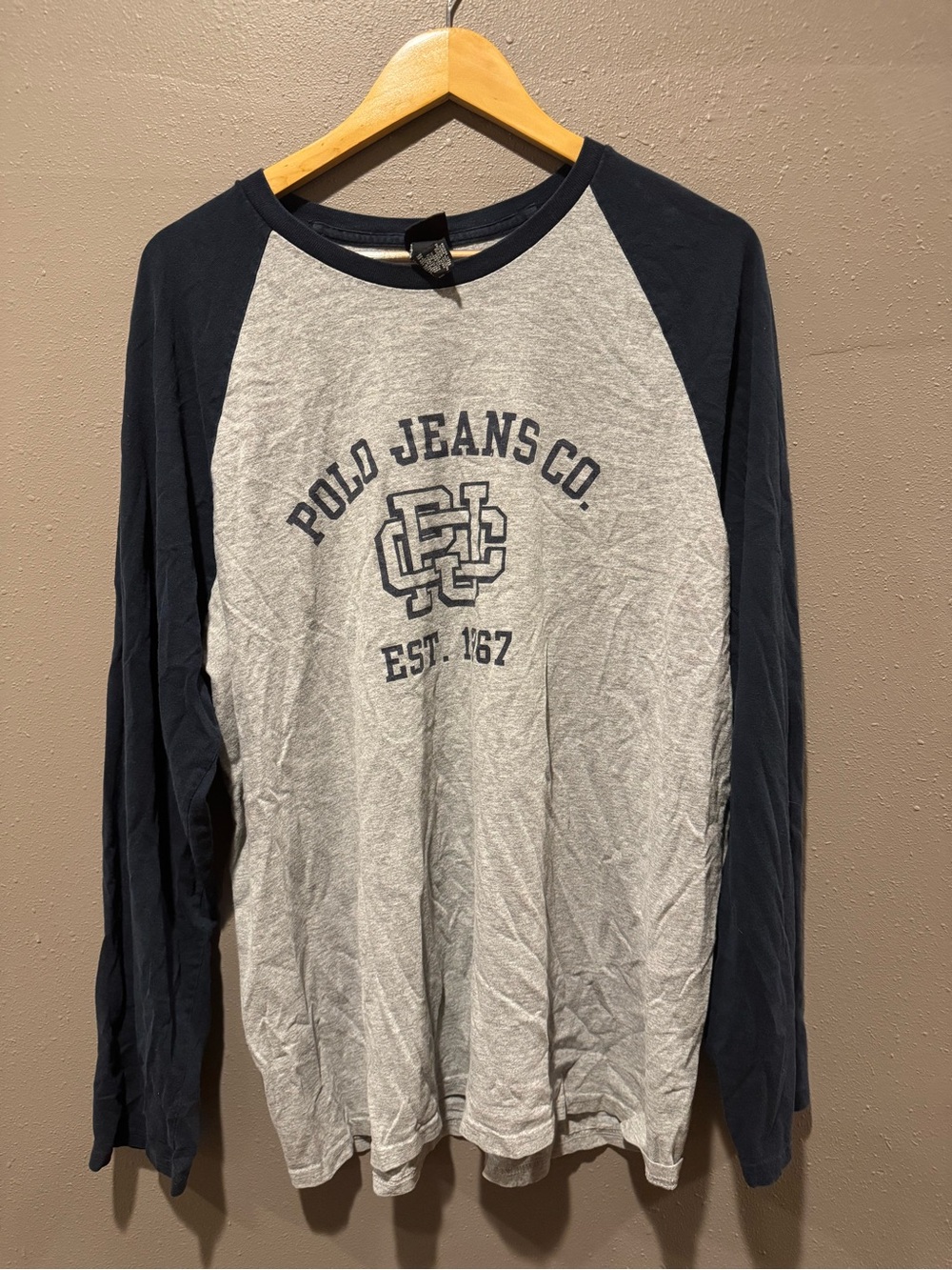Vintage Men's Ralph Lauren Polo Jeans Raglan Long Sleeve Shirt